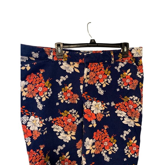 Old Navy womens 18 Regular Pixie Mid Rise Cropped Pants Floral Navy BLue Capri - Picture 2 of 5